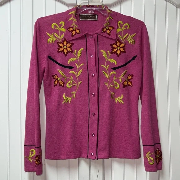 Double D Ranch Yoakum Texas Cardigan Sweater M Western - Picture 2 of 9